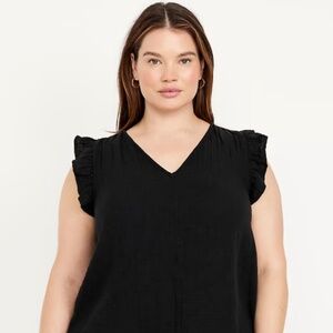 Black Sleeveless Crinkle Gauze Top